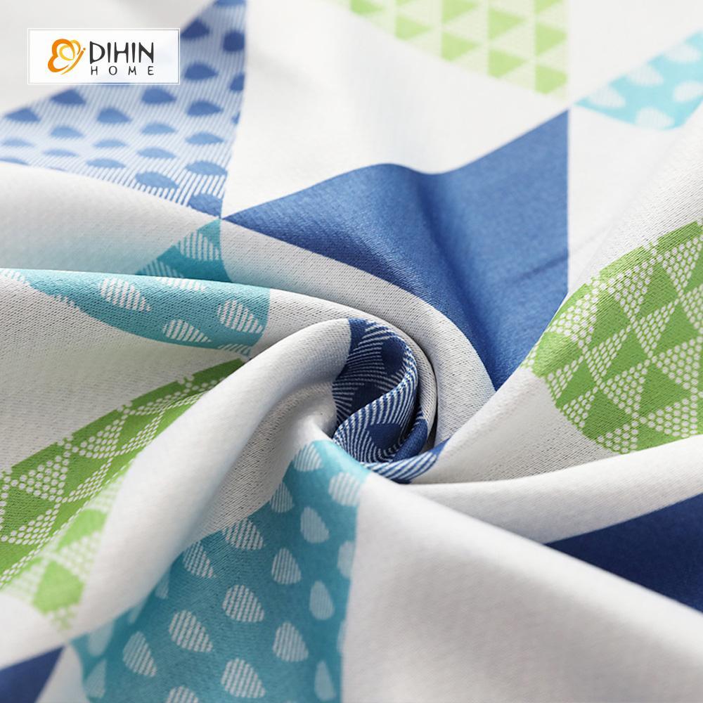 DIHIN HOME Blue and Green Triangle Printed，Blackout Grommet Window Curtain for Living Room ,52x63-inch,1 Panel Roman Shades Curtains Window Blinds custom curtains blackout curtains curtains for living room sheer curtains curtain fabric linen curtains kitchen curtains velvet curtains pinch pleat curtains bay window curtains outdoor curtains pleated curtains floral curtains dining room curtains kitchen valances drapes for bedroom patio curtains nursery curtains grommet curtains