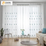 DIHIN HOME Blue and White Wheat Embroidered,Sheer Curtain,Grommet Window Curtain for Living Room ,52x63-inch,1 Panel Curtains custom curtains blackout curtains curtains for living room curtain fabric linen curtains