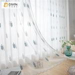 DIHIN HOME Blue and White Wheat Embroidered,Sheer Curtain,Grommet Window Curtain for Living Room ,52x63-inch,1 Panel Curtains custom curtains blackout curtains curtains for living room curtain fabric linen curtains