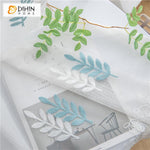 DIHIN HOME Blue and White Wheat Embroidered,Sheer Curtain,Grommet Window Curtain for Living Room ,52x63-inch,1 Panel Curtains custom curtains blackout curtains curtains for living room curtain fabric linen curtains