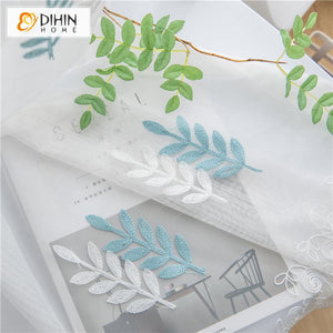 DIHIN HOME Blue and White Wheat Embroidered,Sheer Curtain,Grommet Window Curtain for Living Room ,52x63-inch,1 Panel Roman Shades Curtains Window Blinds custom curtains blackout curtains curtains for living room sheer curtains curtain fabric linen curtains kitchen curtains velvet curtains pinch pleat curtains bay window curtains outdoor curtains pleated curtains floral curtains dining room curtains kitchen valances drapes for bedroom patio curtains nursery curtains grommet curtains