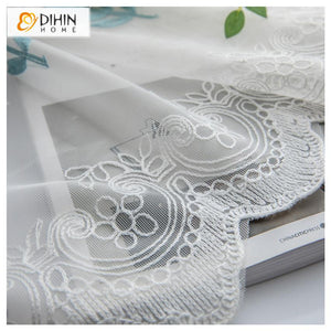 DIHIN HOME Blue and White Wheat Embroidered,Sheer Curtain,Grommet Window Curtain for Living Room ,52x63-inch,1 Panel Roman Shades Curtains Window Blinds custom curtains blackout curtains curtains for living room sheer curtains curtain fabric linen curtains kitchen curtains velvet curtains pinch pleat curtains bay window curtains outdoor curtains pleated curtains floral curtains dining room curtains kitchen valances drapes for bedroom patio curtains nursery curtains grommet curtains
