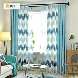 DIHIN HOME Blue Bold Stripes Printed，Blackout Grommet Window Curtain for Living Room ,52x63-inch,1 Panel Roman Shades Curtains Window Blinds custom curtains blackout curtains curtains for living room sheer curtains curtain fabric linen curtains kitchen curtains velvet curtains pinch pleat curtains bay window curtains outdoor curtains pleated curtains floral curtains dining room curtains kitchen valances drapes for bedroom patio curtains nursery curtains grommet curtains
