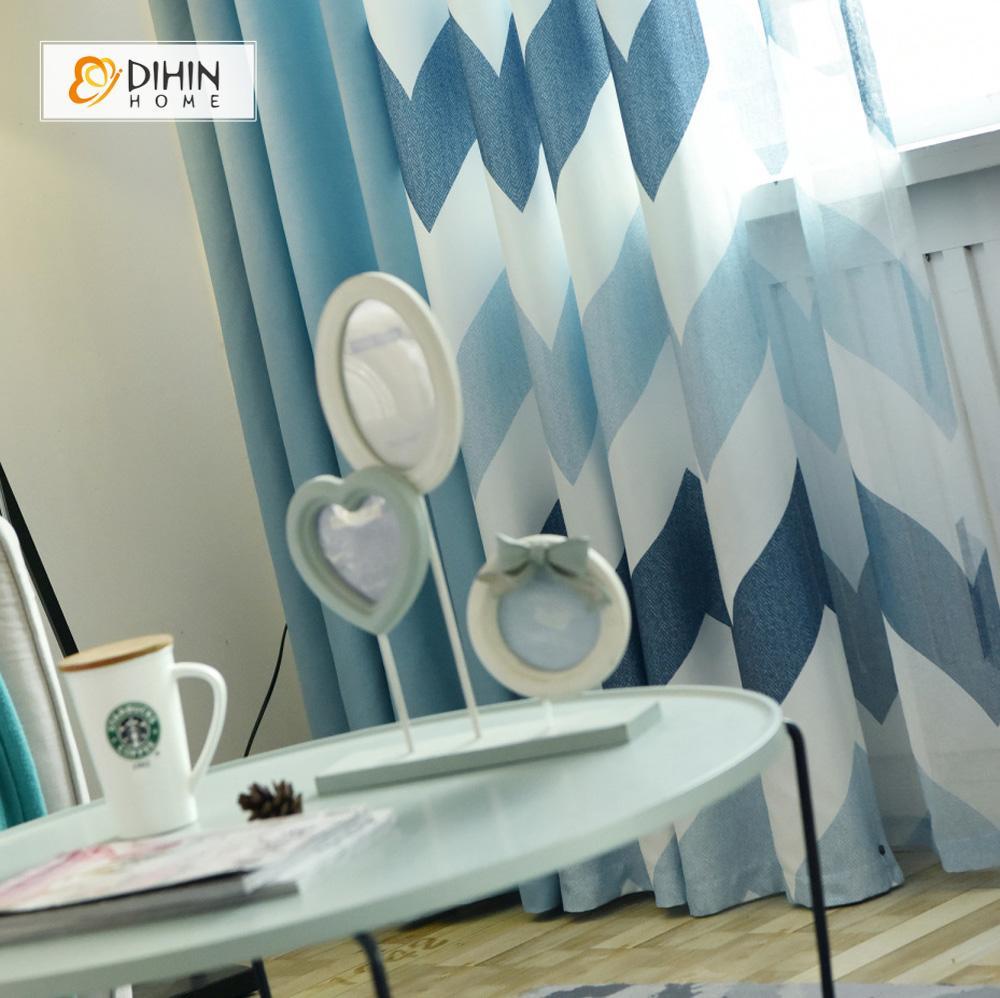 DIHIN HOME Blue Bold Stripes Printed，Blackout Grommet Window Curtain for Living Room ,52x63-inch,1 Panel Roman Shades Curtains Window Blinds custom curtains blackout curtains curtains for living room sheer curtains curtain fabric linen curtains kitchen curtains velvet curtains pinch pleat curtains bay window curtains outdoor curtains pleated curtains floral curtains dining room curtains kitchen valances drapes for bedroom patio curtains nursery curtains grommet curtains