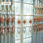 DIHIN HOME Blue Flowers Exquisite Luxury Embroidered Valance ,Blackout Curtains Grommet Window Curtain for Living Room ,52x84-inch,1 Panel Curtains custom curtains blackout curtains curtains for living room curtain fabric linen curtains