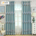 DIHIN HOME Blue Four-leaf Clovers Embroidered，Blackout Grommet Window Curtain for Living Room ,52x63-inch,1 Panel Roman Shades Curtains Window Blinds custom curtains blackout curtains curtains for living room sheer curtains curtain fabric linen curtains kitchen curtains velvet curtains pinch pleat curtains bay window curtains outdoor curtains pleated curtains floral curtains dining room curtains kitchen valances drapes for bedroom patio curtains nursery curtains grommet curtains