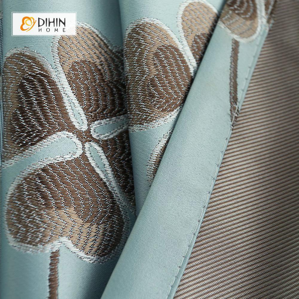 DIHIN HOME Blue Four-leaf Clovers Embroidered，Blackout Grommet Window Curtain for Living Room ,52x63-inch,1 Panel Roman Shades Curtains Window Blinds custom curtains blackout curtains curtains for living room sheer curtains curtain fabric linen curtains kitchen curtains velvet curtains pinch pleat curtains bay window curtains outdoor curtains pleated curtains floral curtains dining room curtains kitchen valances drapes for bedroom patio curtains nursery curtains grommet curtains