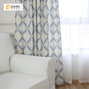 DIHIN HOME Blue Geometric Printed，Blackout Grommet Window Curtain for Living Room ,52x63-inch,1 Panel Roman Shades Curtains Window Blinds custom curtains blackout curtains curtains for living room sheer curtains curtain fabric linen curtains kitchen curtains velvet curtains pinch pleat curtains bay window curtains outdoor curtains pleated curtains floral curtains dining room curtains kitchen valances drapes for bedroom patio curtains nursery curtains grommet curtains