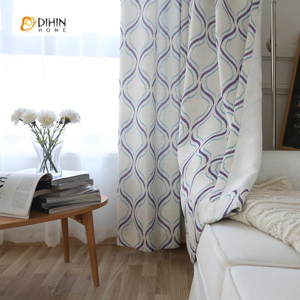 DIHIN HOME Blue Geometric Printed，Blackout Grommet Window Curtain for Living Room ,52x63-inch,1 Panel Roman Shades Curtains Window Blinds custom curtains blackout curtains curtains for living room sheer curtains curtain fabric linen curtains kitchen curtains velvet curtains pinch pleat curtains bay window curtains outdoor curtains pleated curtains floral curtains dining room curtains kitchen valances drapes for bedroom patio curtains nursery curtains grommet curtains