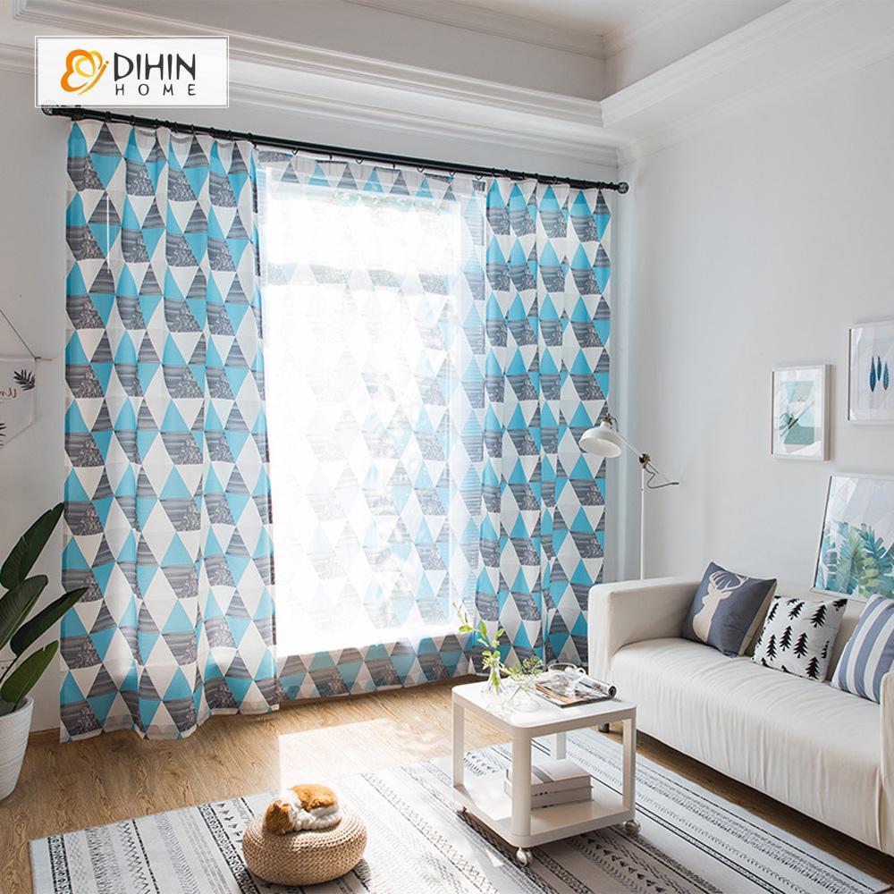 DIHIN HOME Blue Geometry Printed，Blackout Grommet Window Curtain for Living Room ,52x63-inch,1 Panel Roman Shades Curtains Window Blinds custom curtains blackout curtains curtains for living room sheer curtains curtain fabric linen curtains kitchen curtains velvet curtains pinch pleat curtains bay window curtains outdoor curtains pleated curtains floral curtains dining room curtains kitchen valances drapes for bedroom patio curtains nursery curtains grommet curtains