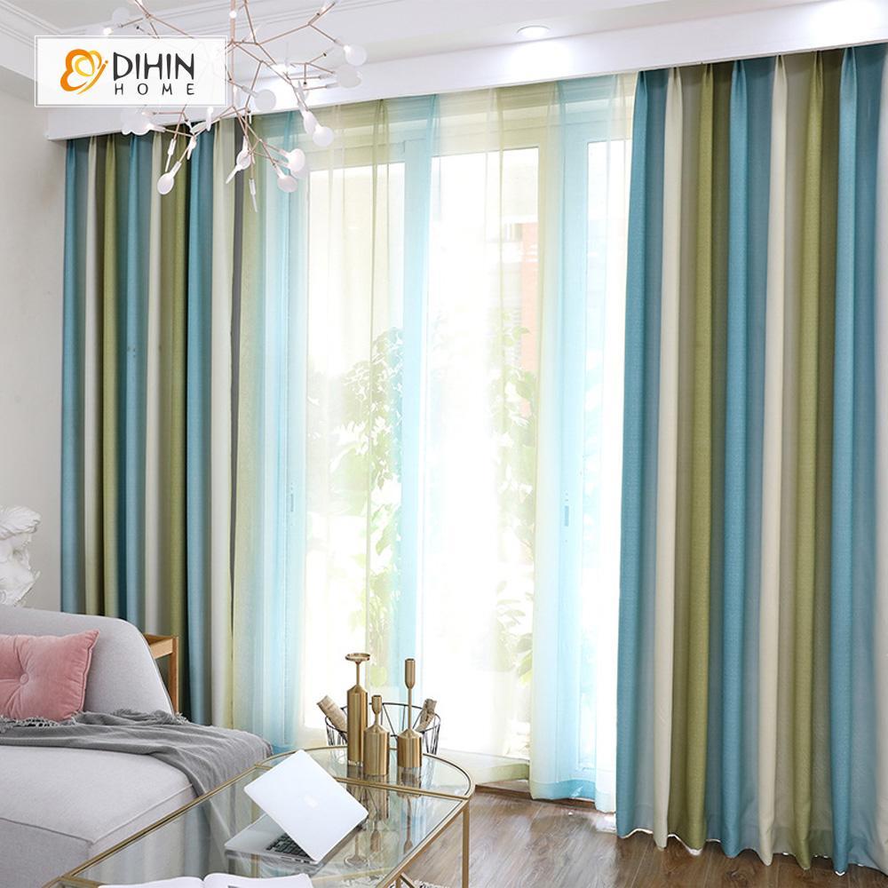 DIHIN HOME Blue Green Beige Printed，Blackout Grommet Window Curtain for Living Room ,52x63-inch,1 Panel Roman Shades Curtains Window Blinds custom curtains blackout curtains curtains for living room sheer curtains curtain fabric linen curtains kitchen curtains velvet curtains pinch pleat curtains bay window curtains outdoor curtains pleated curtains floral curtains dining room curtains kitchen valances drapes for bedroom patio curtains nursery curtains grommet curtains