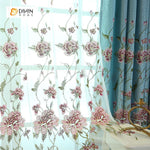 DIHIN HOME Blue High Quality Embroidered Valance ,Blackout Curtains Grommet Window Curtain for Living Room ,52x84-inch,1 Panel Curtains custom curtains blackout curtains curtains for living room curtain fabric linen curtains