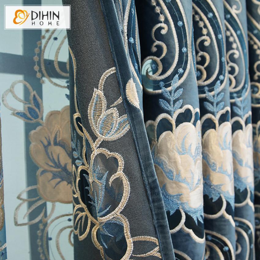 DIHIN HOME Blue High Quality Embroidered Valance ,Blackout Curtains Grommet Window Curtain for Living Room ,52x90-inch,1 Panel Roman Shades Curtains Window Blinds custom curtains blackout curtains curtains for living room sheer curtains curtain fabric linen curtains kitchen curtains velvet curtains pinch pleat curtains bay window curtains outdoor curtains pleated curtains floral curtains dining room curtains kitchen valances drapes for bedroom patio curtains nursery curtains grommet curtains