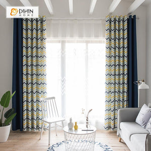 DIHIN HOME Blue Noble Wave Printed，Blackout Grommet Window Curtain for Living Room ,52x63-inch,1 Panel Roman Shades Curtains Window Blinds custom curtains blackout curtains curtains for living room sheer curtains curtain fabric linen curtains kitchen curtains velvet curtains pinch pleat curtains bay window curtains outdoor curtains pleated curtains floral curtains dining room curtains kitchen valances drapes for bedroom patio curtains nursery curtains grommet curtains
