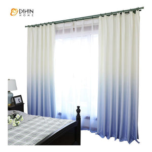 DIHIN HOME Blue To White Printed，Blackout Grommet Window Curtain for Living Room ,52x63-inch,1 Panel Roman Shades Curtains Window Blinds custom curtains blackout curtains curtains for living room sheer curtains curtain fabric linen curtains kitchen curtains velvet curtains pinch pleat curtains bay window curtains outdoor curtains pleated curtains floral curtains dining room curtains kitchen valances drapes for bedroom patio curtains nursery curtains grommet curtains
