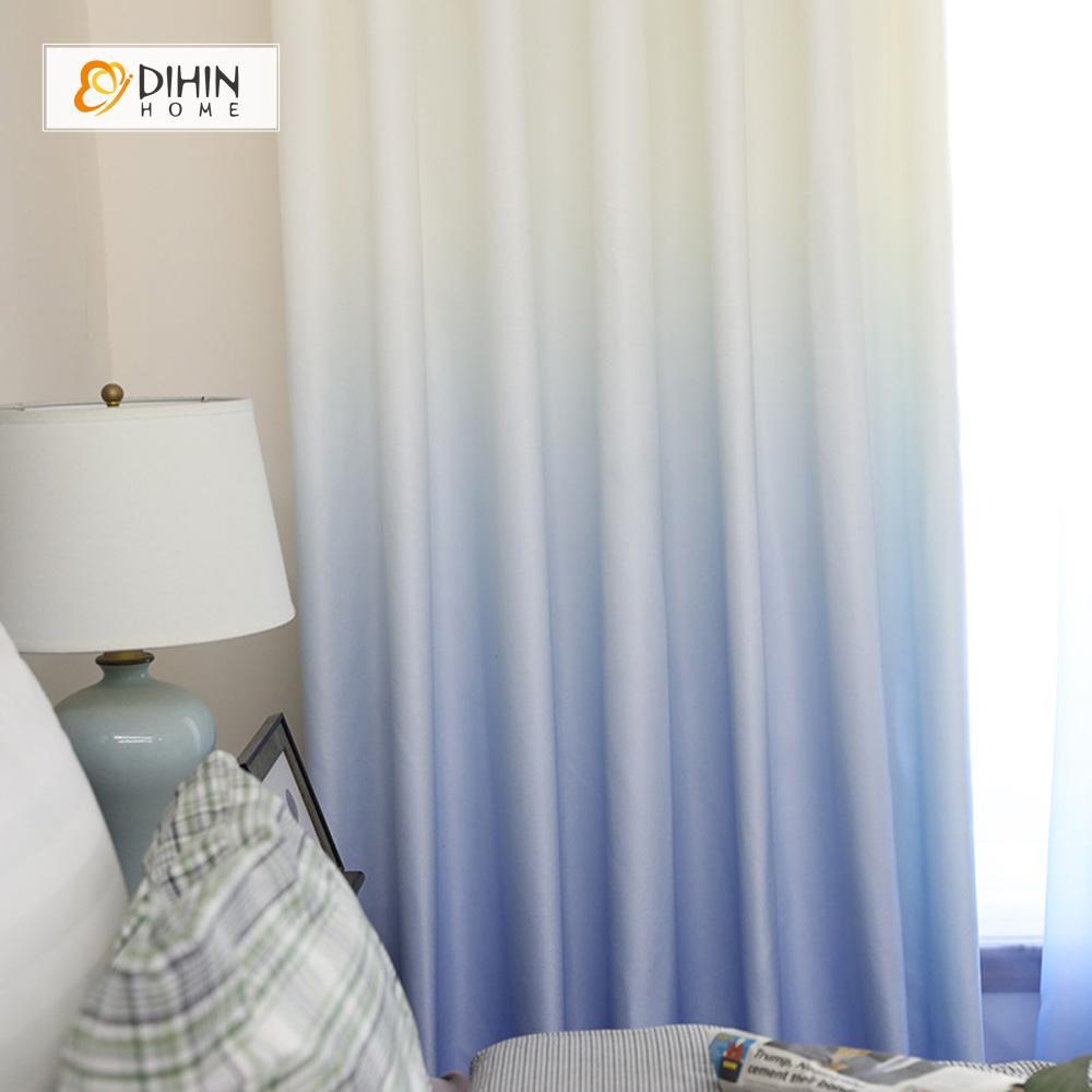 DIHIN HOME Blue To White Printed，Blackout Grommet Window Curtain for Living Room ,52x63-inch,1 Panel Roman Shades Curtains Window Blinds custom curtains blackout curtains curtains for living room sheer curtains curtain fabric linen curtains kitchen curtains velvet curtains pinch pleat curtains bay window curtains outdoor curtains pleated curtains floral curtains dining room curtains kitchen valances drapes for bedroom patio curtains nursery curtains grommet curtains
