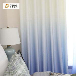 DIHIN HOME Blue To White Printed，Blackout Grommet Window Curtain for Living Room ,52x63-inch,1 Panel Roman Shades Curtains Window Blinds custom curtains blackout curtains curtains for living room sheer curtains curtain fabric linen curtains kitchen curtains velvet curtains pinch pleat curtains bay window curtains outdoor curtains pleated curtains floral curtains dining room curtains kitchen valances drapes for bedroom patio curtains nursery curtains grommet curtains