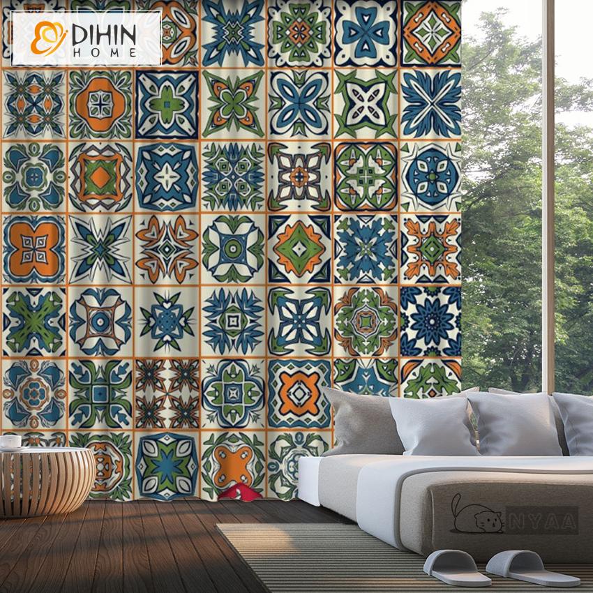 DIHIN HOME Bohemia Style Fashion Geometric Patterns Printed ,Blackout Grommet Window Curtain for Living Room ,52x63-inch,1 Panel Roman Shades Curtains Window Blinds custom curtains blackout curtains curtains for living room sheer curtains curtain fabric linen curtains kitchen curtains velvet curtains pinch pleat curtains bay window curtains outdoor curtains pleated curtains floral curtains dining room curtains kitchen valances drapes for bedroom patio curtains nursery curtains grommet curtains
