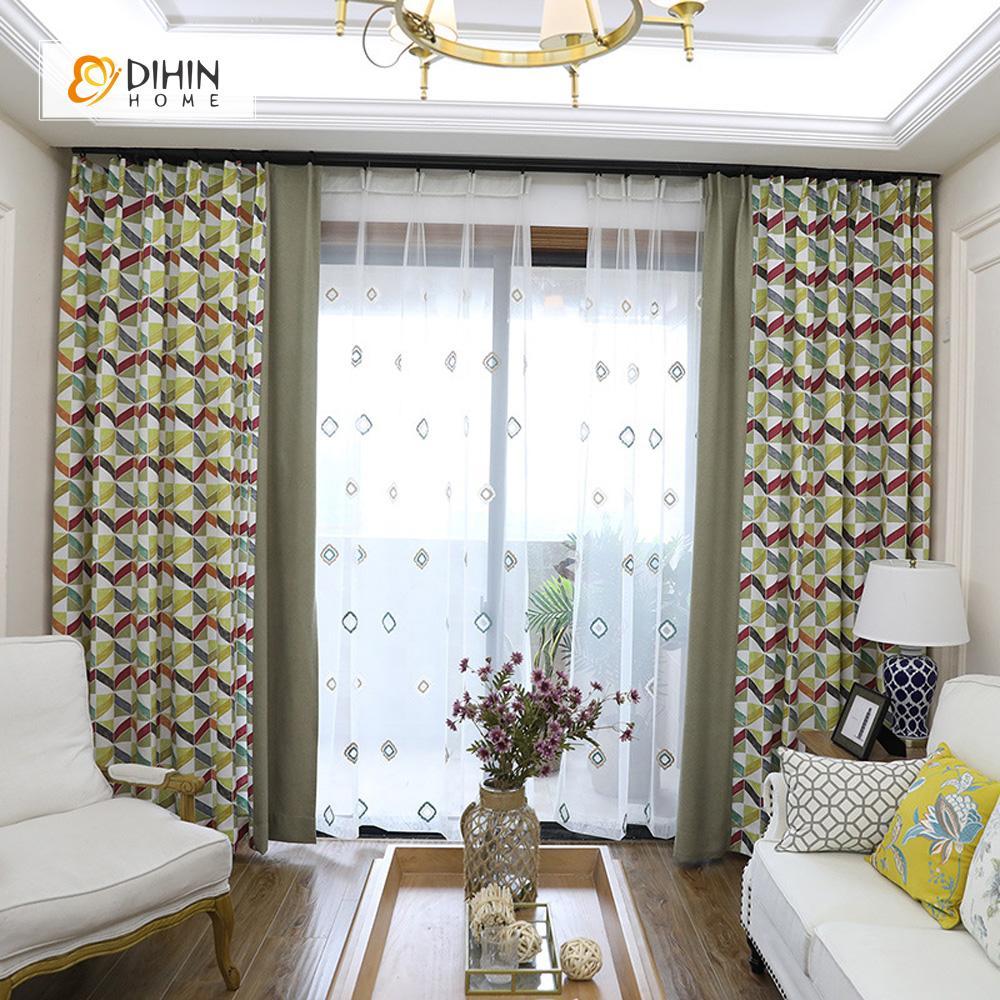 DIHIN HOME Bright Geometry Printed，Blackout Grommet Window Curtain for Living Room ,52x63-inch,1 Panel Roman Shades Curtains Window Blinds custom curtains blackout curtains curtains for living room sheer curtains curtain fabric linen curtains kitchen curtains velvet curtains pinch pleat curtains bay window curtains outdoor curtains pleated curtains floral curtains dining room curtains kitchen valances drapes for bedroom patio curtains nursery curtains grommet curtains