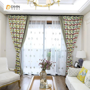 DIHIN HOME Bright Geometry Printed，Blackout Grommet Window Curtain for Living Room ,52x63-inch,1 Panel Roman Shades Curtains Window Blinds custom curtains blackout curtains curtains for living room sheer curtains curtain fabric linen curtains kitchen curtains velvet curtains pinch pleat curtains bay window curtains outdoor curtains pleated curtains floral curtains dining room curtains kitchen valances drapes for bedroom patio curtains nursery curtains grommet curtains