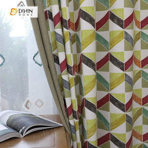 DIHIN HOME Bright Geometry Printed，Blackout Grommet Window Curtain for Living Room ,52x63-inch,1 Panel Roman Shades Curtains Window Blinds custom curtains blackout curtains curtains for living room sheer curtains curtain fabric linen curtains kitchen curtains velvet curtains pinch pleat curtains bay window curtains outdoor curtains pleated curtains floral curtains dining room curtains kitchen valances drapes for bedroom patio curtains nursery curtains grommet curtains