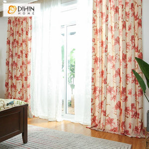 DIHIN HOME Bright Red Flowers Printed,Blackout Grommet Window Curtain for Living Room ,52x63-inch,1 Pane Roman Shades Curtains Window Blinds custom curtains blackout curtains curtains for living room sheer curtains curtain fabric linen curtains kitchen curtains velvet curtains pinch pleat curtains bay window curtains outdoor curtains pleated curtains floral curtains dining room curtains kitchen valances drapes for bedroom patio curtains nursery curtains grommet curtains