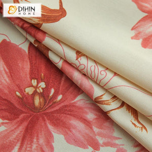 DIHIN HOME Bright Red Flowers Printed,Blackout Grommet Window Curtain for Living Room ,52x63-inch,1 Pane Roman Shades Curtains Window Blinds custom curtains blackout curtains curtains for living room sheer curtains curtain fabric linen curtains kitchen curtains velvet curtains pinch pleat curtains bay window curtains outdoor curtains pleated curtains floral curtains dining room curtains kitchen valances drapes for bedroom patio curtains nursery curtains grommet curtains