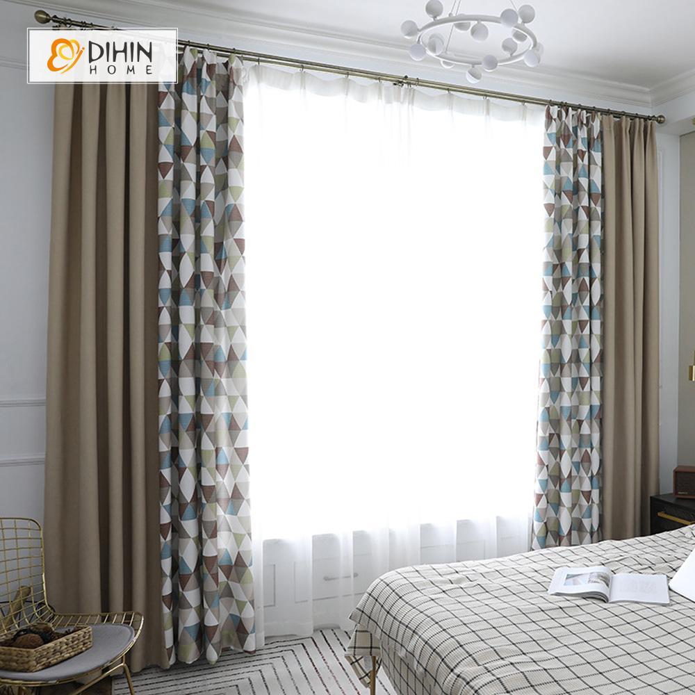 DIHIN HOME Brown and Blue Geometry Printed，Blackout Grommet Window Curtain for Living Room ,52x63-inch,1 Panel Roman Shades Curtains Window Blinds custom curtains blackout curtains curtains for living room sheer curtains curtain fabric linen curtains kitchen curtains velvet curtains pinch pleat curtains bay window curtains outdoor curtains pleated curtains floral curtains dining room curtains kitchen valances drapes for bedroom patio curtains nursery curtains grommet curtains