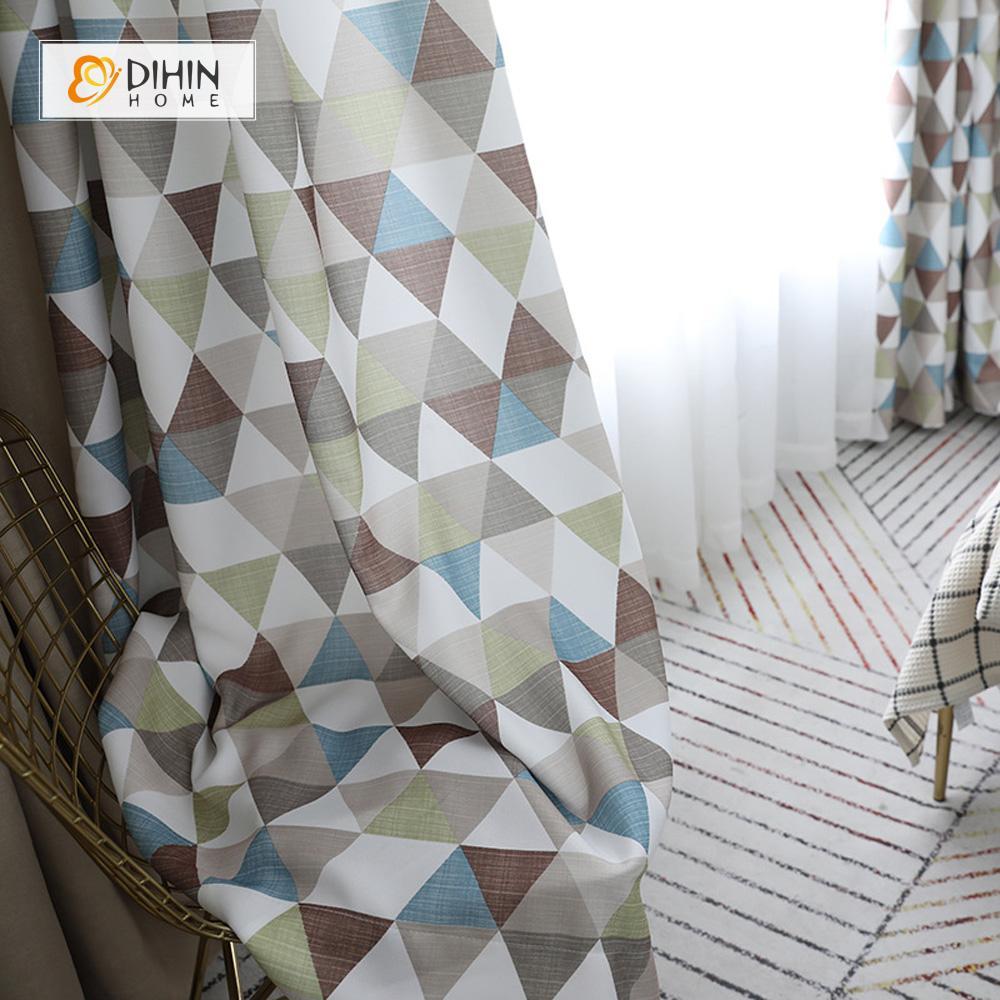 DIHIN HOME Brown and Blue Geometry Printed，Blackout Grommet Window Curtain for Living Room ,52x63-inch,1 Panel Roman Shades Curtains Window Blinds custom curtains blackout curtains curtains for living room sheer curtains curtain fabric linen curtains kitchen curtains velvet curtains pinch pleat curtains bay window curtains outdoor curtains pleated curtains floral curtains dining room curtains kitchen valances drapes for bedroom patio curtains nursery curtains grommet curtains