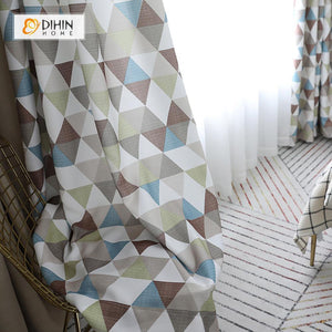 DIHIN HOME Brown and Blue Geometry Printed，Blackout Grommet Window Curtain for Living Room ,52x63-inch,1 Panel Roman Shades Curtains Window Blinds custom curtains blackout curtains curtains for living room sheer curtains curtain fabric linen curtains kitchen curtains velvet curtains pinch pleat curtains bay window curtains outdoor curtains pleated curtains floral curtains dining room curtains kitchen valances drapes for bedroom patio curtains nursery curtains grommet curtains