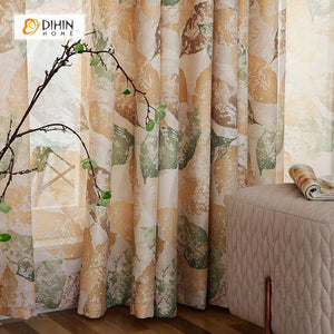DIHIN HOME Brown and Green Leaves Printed，Blackout Grommet Window Curtain for Living Room ,52x63-inch,1 Panel Roman Shades Curtains Window Blinds custom curtains blackout curtains curtains for living room sheer curtains curtain fabric linen curtains kitchen curtains velvet curtains pinch pleat curtains bay window curtains outdoor curtains pleated curtains floral curtains dining room curtains kitchen valances drapes for bedroom patio curtains nursery curtains grommet curtains