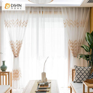 DIHIN HOME Brown Broken Line Embroidered,Blackout Grommet Window Curtain for Living Room ,52x63-inch,1 Panel Roman Shades Curtains Window Blinds custom curtains blackout curtains curtains for living room sheer curtains curtain fabric linen curtains kitchen curtains velvet curtains pinch pleat curtains bay window curtains outdoor curtains pleated curtains floral curtains dining room curtains kitchen valances drapes for bedroom patio curtains nursery curtains grommet curtains