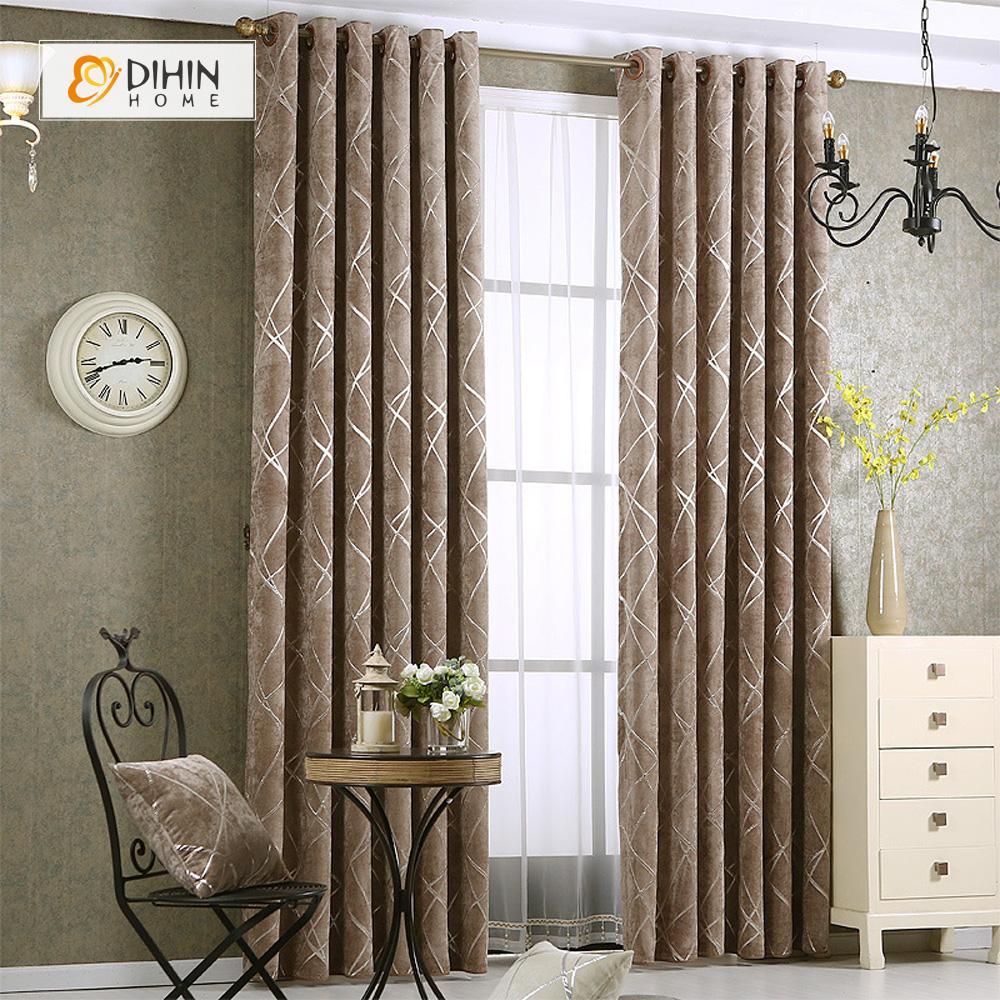 DIHIN HOME Brown Color Golden Lines Printed，Blackout Grommet Window Curtain for Living Room ,52x63-inch,1 Panel Roman Shades Curtains Window Blinds custom curtains blackout curtains curtains for living room sheer curtains curtain fabric linen curtains kitchen curtains velvet curtains pinch pleat curtains bay window curtains outdoor curtains pleated curtains floral curtains dining room curtains kitchen valances drapes for bedroom patio curtains nursery curtains grommet curtains