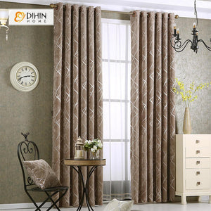 DIHIN HOME Brown Color Golden Lines Printed，Blackout Grommet Window Curtain for Living Room ,52x63-inch,1 Panel Roman Shades Curtains Window Blinds custom curtains blackout curtains curtains for living room sheer curtains curtain fabric linen curtains kitchen curtains velvet curtains pinch pleat curtains bay window curtains outdoor curtains pleated curtains floral curtains dining room curtains kitchen valances drapes for bedroom patio curtains nursery curtains grommet curtains