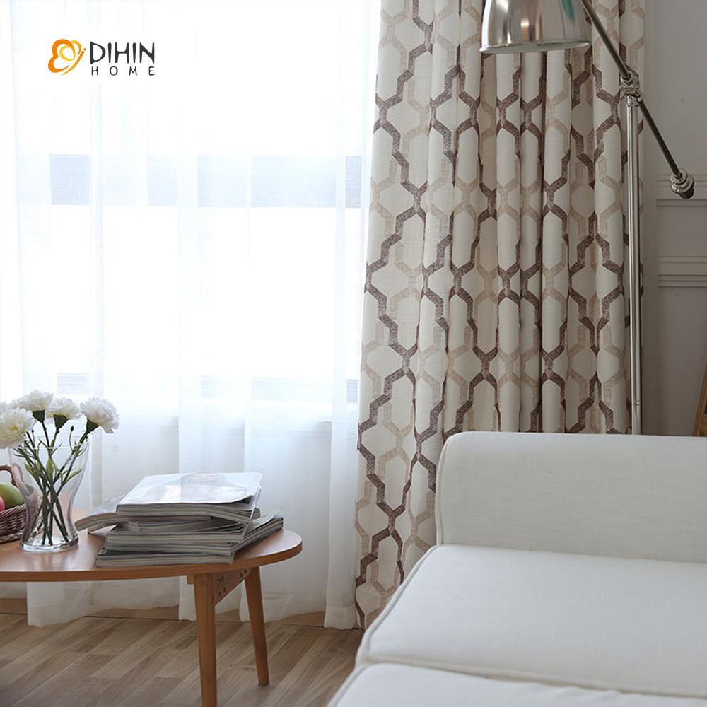 DIHIN HOME Brown Geometry Printed，Blackout Grommet Window Curtain for Living Room ,52x63-inch,1 Panel Roman Shades Curtains Window Blinds custom curtains blackout curtains curtains for living room sheer curtains curtain fabric linen curtains kitchen curtains velvet curtains pinch pleat curtains bay window curtains outdoor curtains pleated curtains floral curtains dining room curtains kitchen valances drapes for bedroom patio curtains nursery curtains grommet curtains
