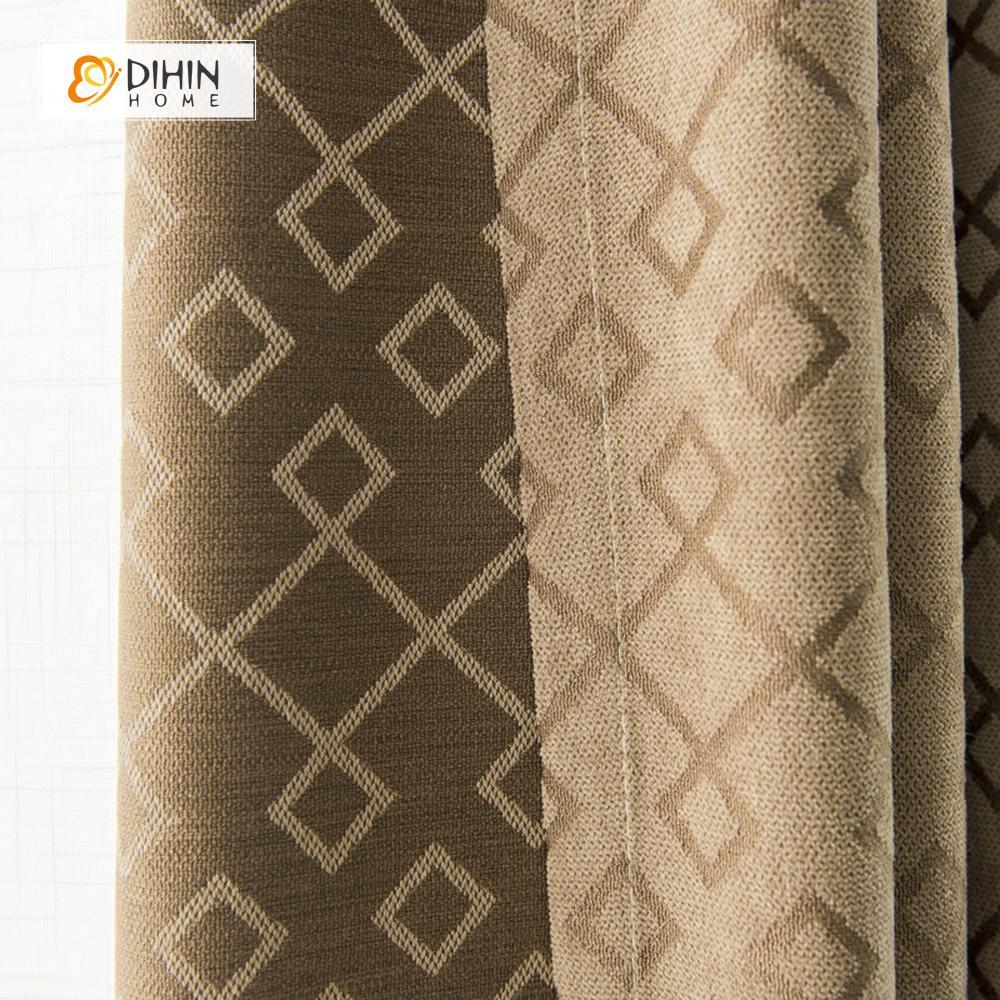 DIHIN HOME Brown Geometry Printed，Blackout Grommet Window Curtain for Living Room ,52x63-inch,1 Panel Roman Shades Curtains Window Blinds custom curtains blackout curtains curtains for living room sheer curtains curtain fabric linen curtains kitchen curtains velvet curtains pinch pleat curtains bay window curtains outdoor curtains pleated curtains floral curtains dining room curtains kitchen valances drapes for bedroom patio curtains nursery curtains grommet curtains