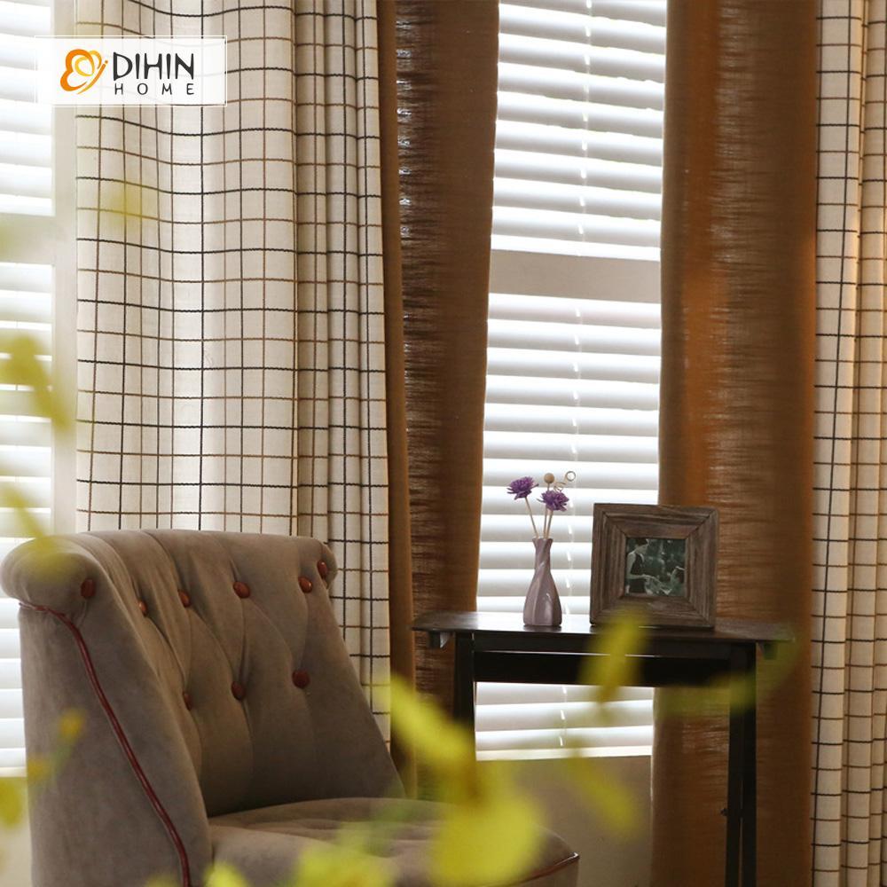 DIHIN HOME Brown Grid Printed，Blackout Grommet Window Curtain for Living Room ,52x63-inch,1 Panel Roman Shades Curtains Window Blinds custom curtains blackout curtains curtains for living room sheer curtains curtain fabric linen curtains kitchen curtains velvet curtains pinch pleat curtains bay window curtains outdoor curtains pleated curtains floral curtains dining room curtains kitchen valances drapes for bedroom patio curtains nursery curtains grommet curtains