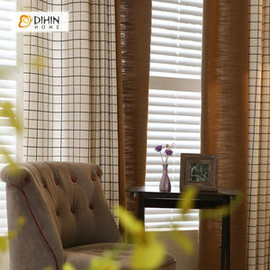 DIHIN HOME Brown Grid Printed，Blackout Grommet Window Curtain for Living Room ,52x63-inch,1 Panel Roman Shades Curtains Window Blinds custom curtains blackout curtains curtains for living room sheer curtains curtain fabric linen curtains kitchen curtains velvet curtains pinch pleat curtains bay window curtains outdoor curtains pleated curtains floral curtains dining room curtains kitchen valances drapes for bedroom patio curtains nursery curtains grommet curtains