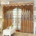 DIHIN HOME Brown Velvet Exquisite Luxury Embroidered Valance ,Blackout Curtains Grommet Window Curtain for Living Room ,52x84-inch,1 Panel Curtains custom curtains blackout curtains curtains for living room curtain fabric linen curtains