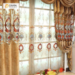 DIHIN HOME Brown Velvet Exquisite Luxury Embroidered Valance ,Blackout Curtains Grommet Window Curtain for Living Room ,52x84-inch,1 Panel Curtains custom curtains blackout curtains curtains for living room curtain fabric linen curtains