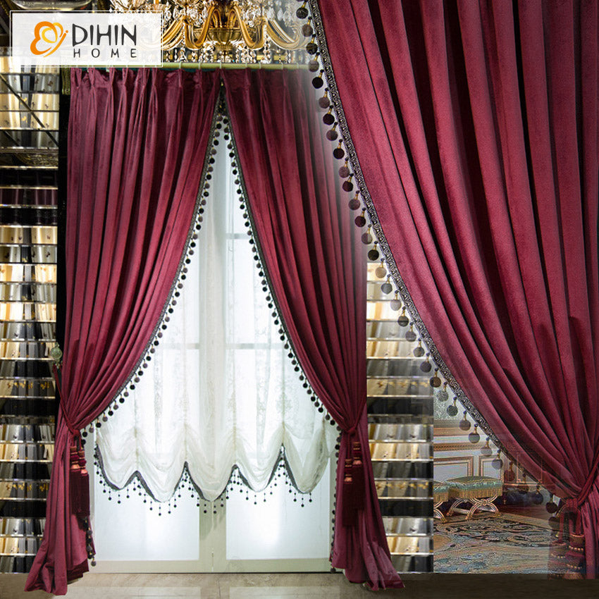 DIHIN HOME Burgandy Color Velvet Luxurious Valance,Blackout Curtains Grommet Window Curtain for Living Room,1 Panel Roman Shades Curtains Window Blinds custom curtains blackout curtains curtains for living room sheer curtains curtain fabric linen curtains kitchen curtains velvet curtains pinch pleat curtains bay window curtains outdoor curtains pleated curtains floral curtains dining room curtains kitchen valances drapes for bedroom patio curtains nursery curtains grommet curtains