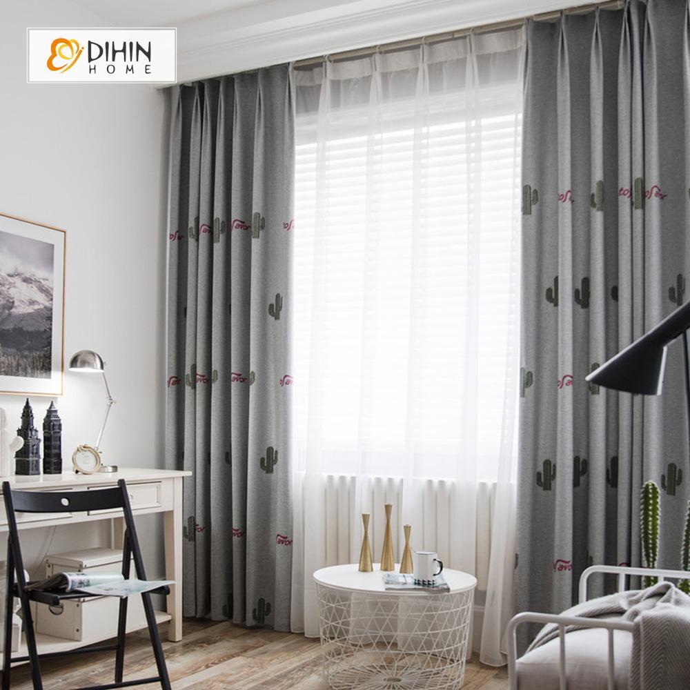DIHIN HOME Cactus Printed，Blackout Grommet Window Curtain for Living Room ,52x63-inch,1 Panel Roman Shades Curtains Window Blinds custom curtains blackout curtains curtains for living room sheer curtains curtain fabric linen curtains kitchen curtains velvet curtains pinch pleat curtains bay window curtains outdoor curtains pleated curtains floral curtains dining room curtains kitchen valances drapes for bedroom patio curtains nursery curtains grommet curtains