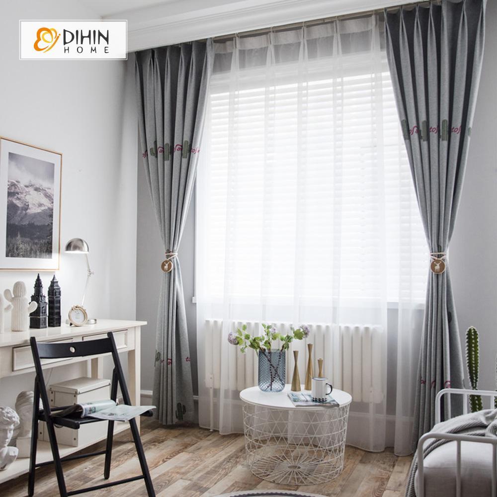 DIHIN HOME Cactus Printed，Blackout Grommet Window Curtain for Living Room ,52x63-inch,1 Panel Roman Shades Curtains Window Blinds custom curtains blackout curtains curtains for living room sheer curtains curtain fabric linen curtains kitchen curtains velvet curtains pinch pleat curtains bay window curtains outdoor curtains pleated curtains floral curtains dining room curtains kitchen valances drapes for bedroom patio curtains nursery curtains grommet curtains