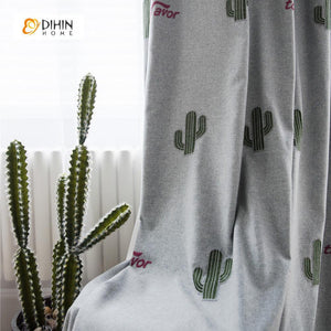 DIHIN HOME Cactus Printed，Blackout Grommet Window Curtain for Living Room ,52x63-inch,1 Panel Roman Shades Curtains Window Blinds custom curtains blackout curtains curtains for living room sheer curtains curtain fabric linen curtains kitchen curtains velvet curtains pinch pleat curtains bay window curtains outdoor curtains pleated curtains floral curtains dining room curtains kitchen valances drapes for bedroom patio curtains nursery curtains grommet curtains