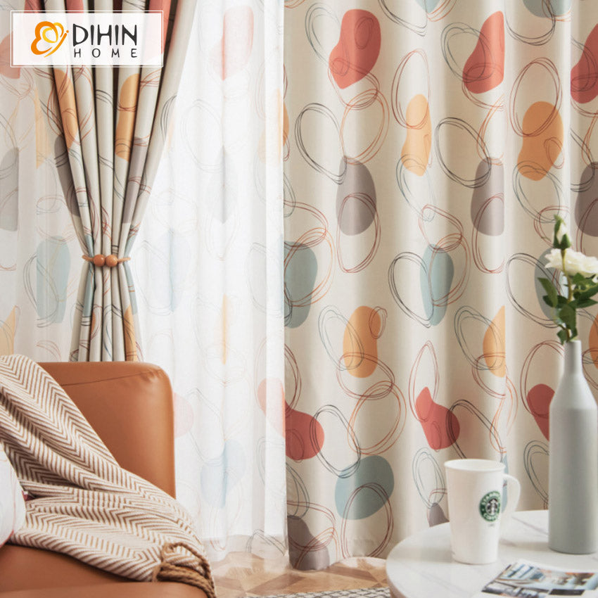 DIHIN HOME Cartoon Abstract Geometric,Blackout Curtains Grommet Window Curtain for Living Room,52x63-inch,1 Panel Roman Shades Curtains Window Blinds custom curtains blackout curtains curtains for living room sheer curtains curtain fabric linen curtains kitchen curtains velvet curtains pinch pleat curtains bay window curtains outdoor curtains pleated curtains floral curtains dining room curtains kitchen valances drapes for bedroom patio curtains nursery curtains grommet curtains