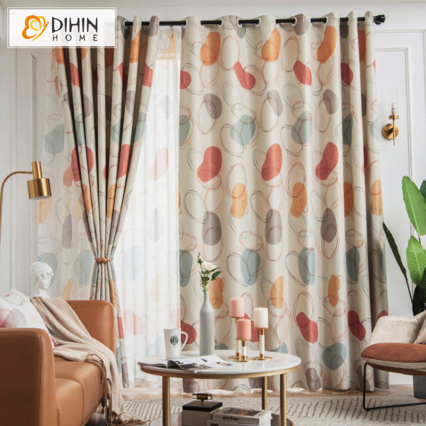 DIHIN HOME Cartoon Abstract Geometric,Blackout Curtains Grommet Window Curtain for Living Room,52x63-inch,1 Panel Roman Shades Curtains Window Blinds custom curtains blackout curtains curtains for living room sheer curtains curtain fabric linen curtains kitchen curtains velvet curtains pinch pleat curtains bay window curtains outdoor curtains pleated curtains floral curtains dining room curtains kitchen valances drapes for bedroom patio curtains nursery curtains grommet curtains