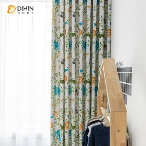 DIHIN HOME Cartoon Animal Zoo Printed,Blackout Grommet Window Curtain for Living Room ,52x63-inch,1 Panel Roman Shades Curtains Window Blinds custom curtains blackout curtains curtains for living room sheer curtains curtain fabric linen curtains kitchen curtains velvet curtains pinch pleat curtains bay window curtains outdoor curtains pleated curtains floral curtains dining room curtains kitchen valances drapes for bedroom patio curtains nursery curtains grommet curtains