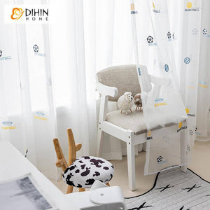 DIHIN HOME Cartoon Ball Sports Style Embroidered,Sheer Curtain, Grommet Window Curtain for Living Room ,52x63-inch,1 Panel Roman Shades Curtains Window Blinds custom curtains blackout curtains curtains for living room sheer curtains curtain fabric linen curtains kitchen curtains velvet curtains pinch pleat curtains bay window curtains outdoor curtains pleated curtains floral curtains dining room curtains kitchen valances drapes for bedroom patio curtains nursery curtains grommet curtains