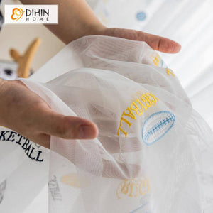 DIHIN HOME Cartoon Ball Sports Style Embroidered,Sheer Curtain, Grommet Window Curtain for Living Room ,52x63-inch,1 Panel Roman Shades Curtains Window Blinds custom curtains blackout curtains curtains for living room sheer curtains curtain fabric linen curtains kitchen curtains velvet curtains pinch pleat curtains bay window curtains outdoor curtains pleated curtains floral curtains dining room curtains kitchen valances drapes for bedroom patio curtains nursery curtains grommet curtains