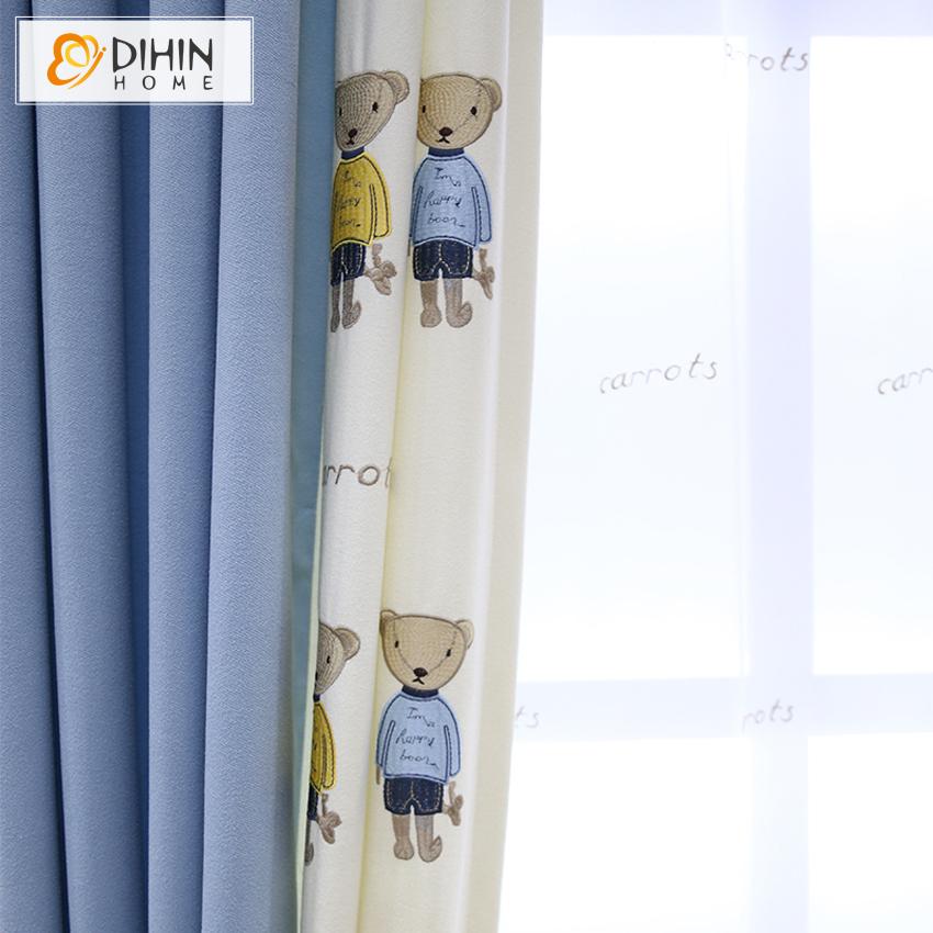 DIHIN HOME Cartoon Bears Embroidered Curtain With Valance,Blackout Curtains Grommet Window Curtain for Living Room ,52x84-inch,1 Panel Roman Shades Curtains Window Blinds custom curtains blackout curtains curtains for living room sheer curtains curtain fabric linen curtains kitchen curtains velvet curtains pinch pleat curtains bay window curtains outdoor curtains pleated curtains floral curtains dining room curtains kitchen valances drapes for bedroom patio curtains nursery curtains grommet curtains